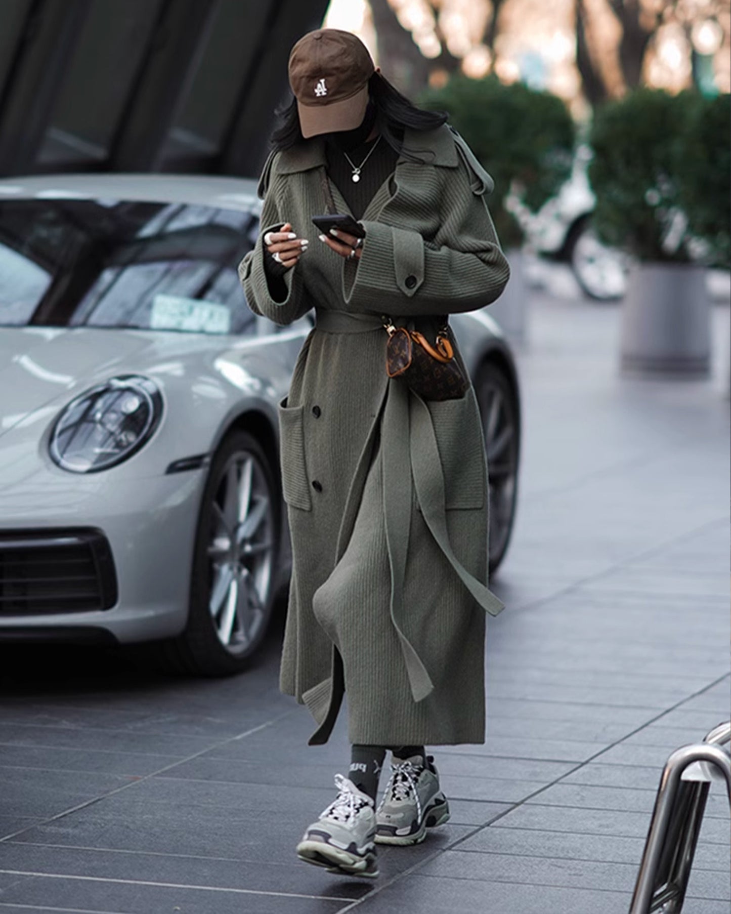 Knitted, Trench Coat Style Cardigan Coat.