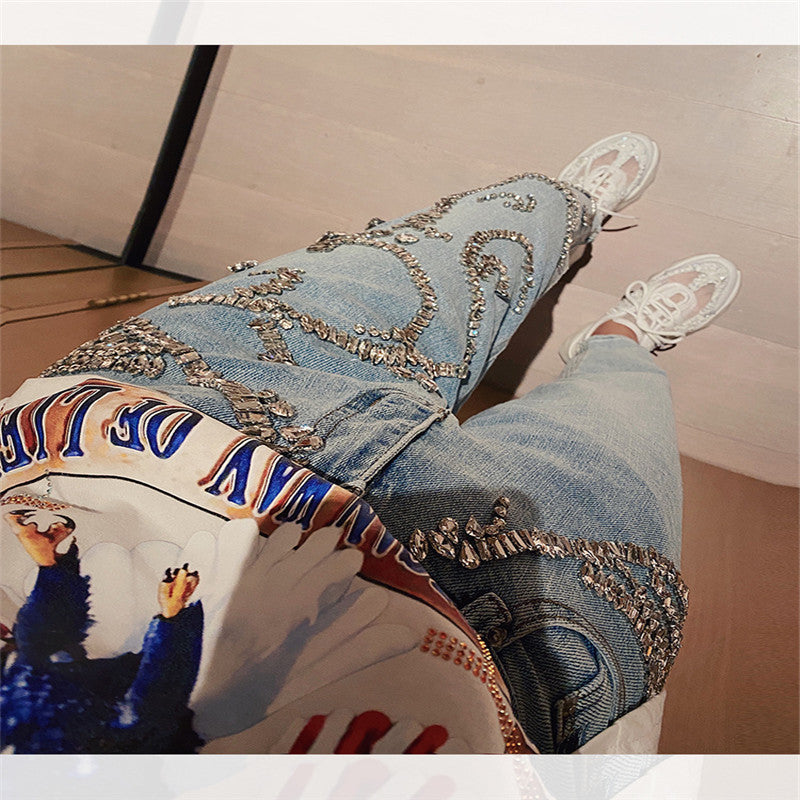 High Waisted Embellished Jeans