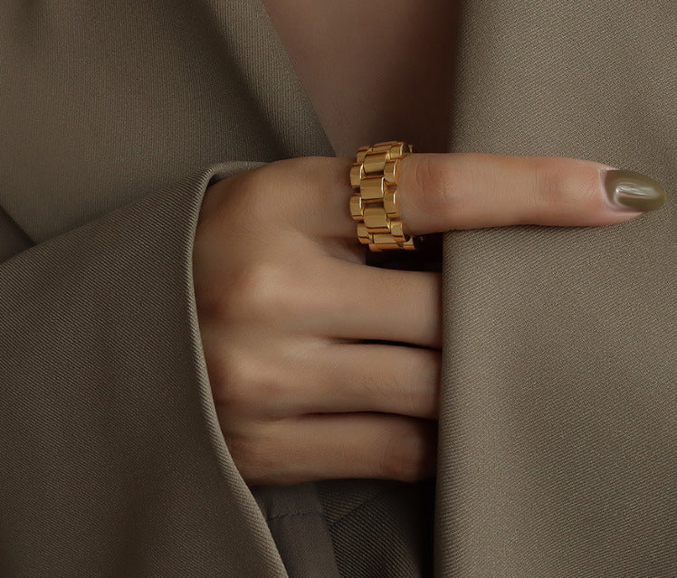 Stainless Steel Watch Strap Ring in Gold & Silver