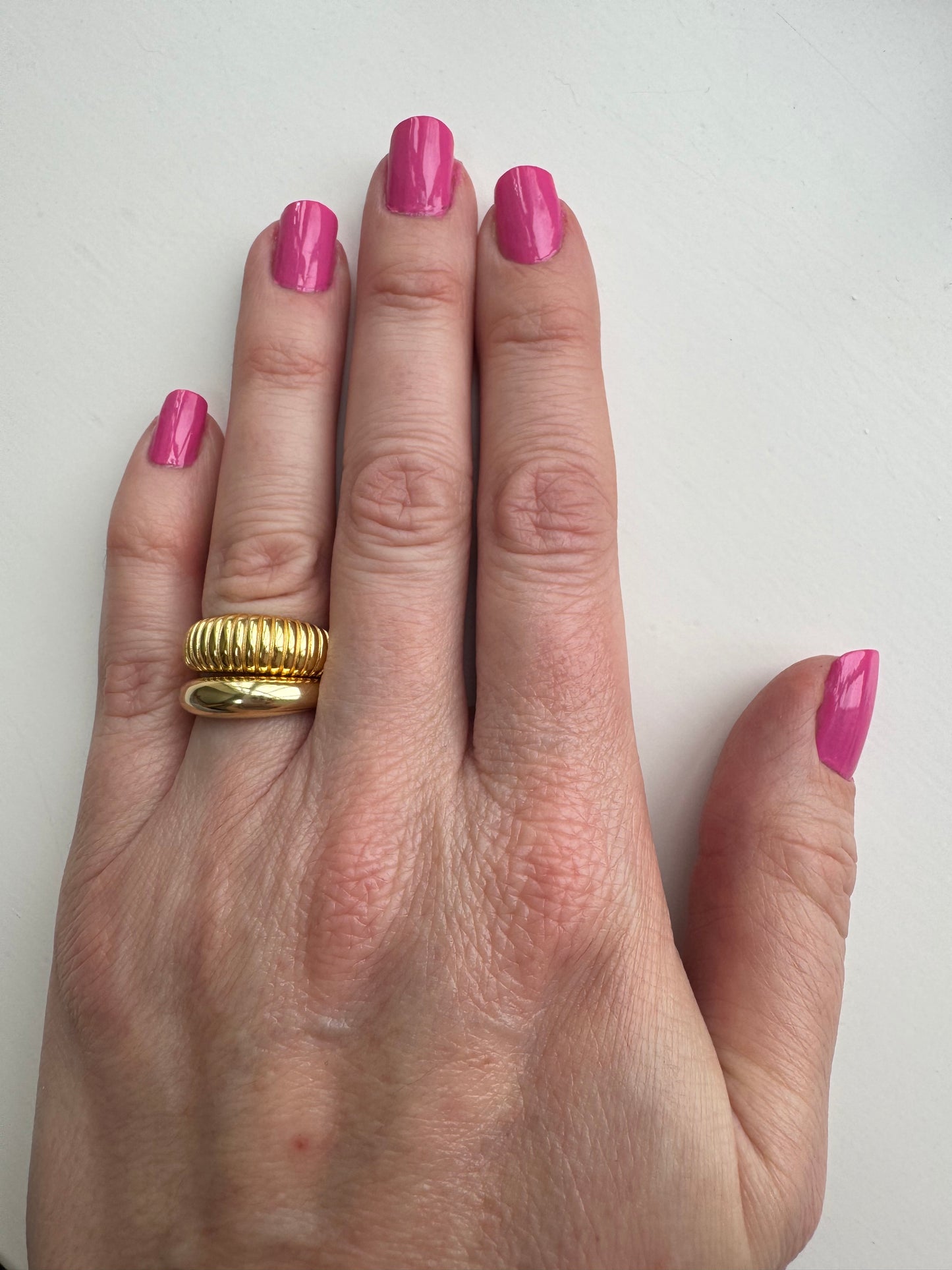 Ribbed Band Gold Plated Sterling Silver Stacking Rings