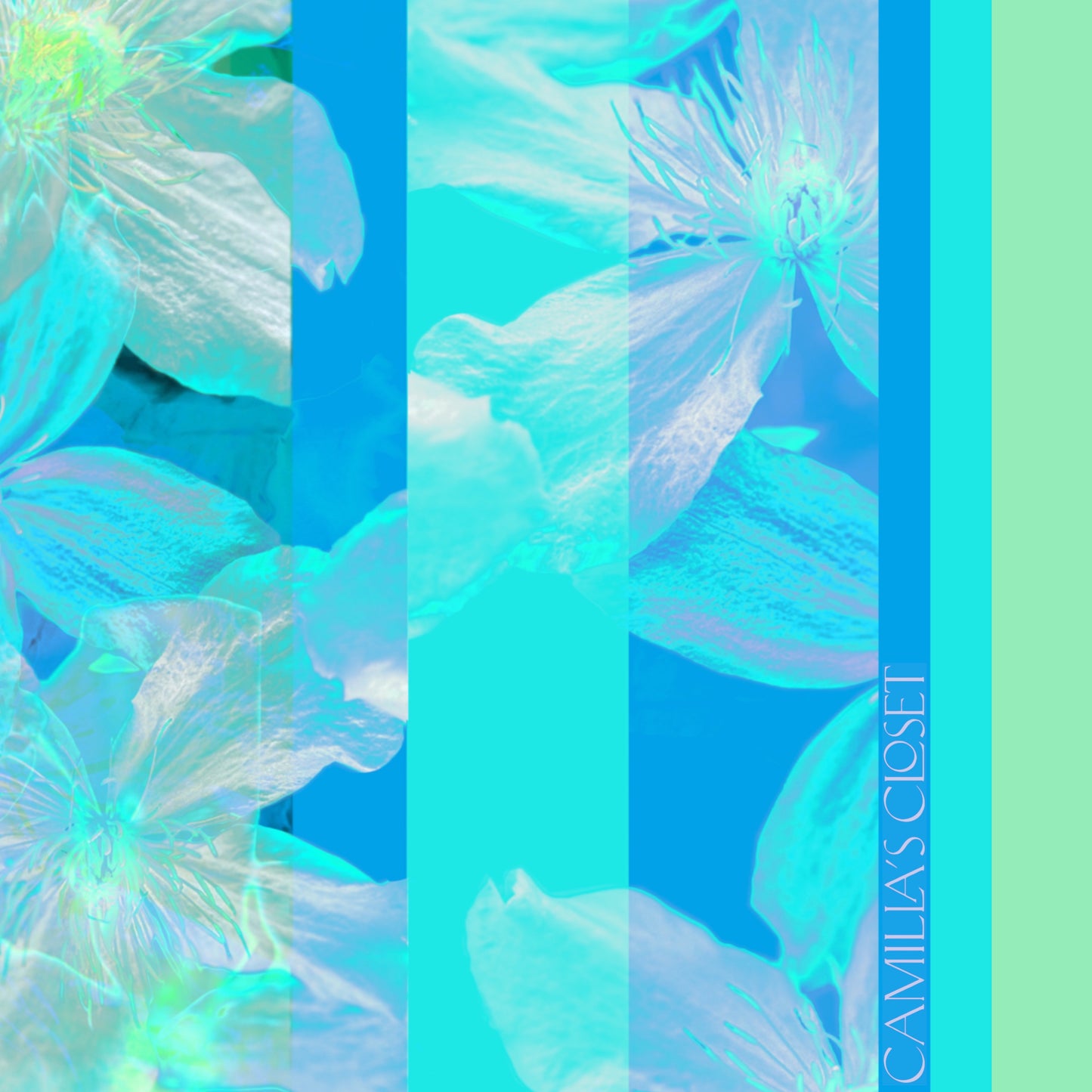 Silk Scarf - Clematis Aqua