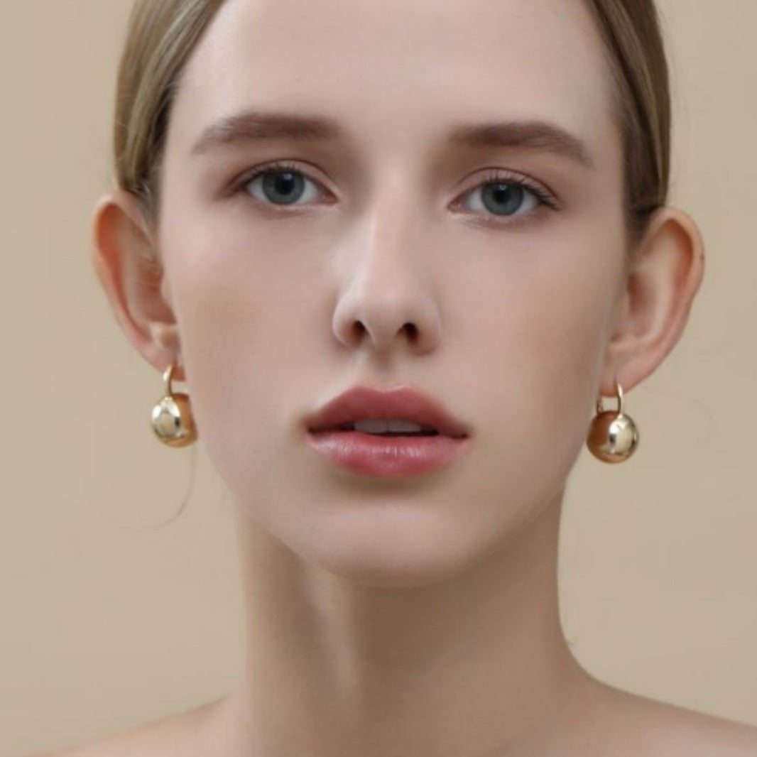 Brass Round Ball Drop Gold & Silver Plated Earrings