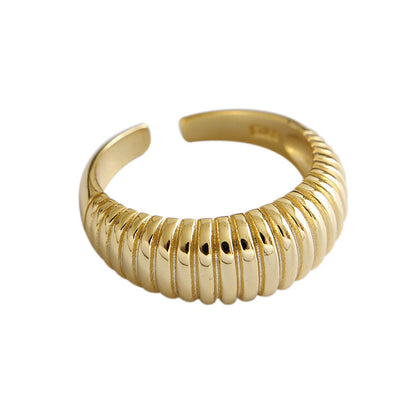 Ribbed Band Gold Plated Sterling Silver Stacking Rings
