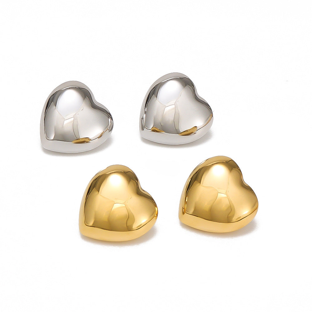 Pillow Heart Earrings Stainless Silver Gold & Silver Plated Earrings