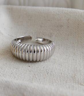 Ribbed Band Gold Plated Sterling Silver Stacking Rings