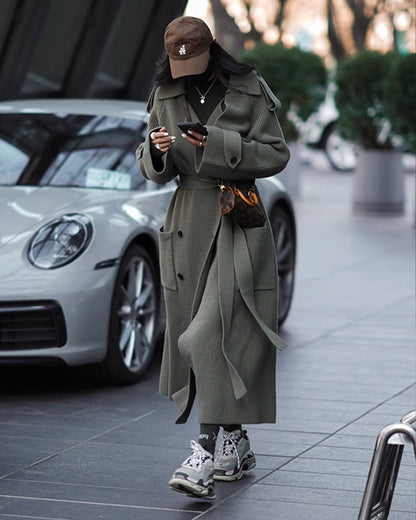 Knitted, Trench Coat Style Cardigan Coat.