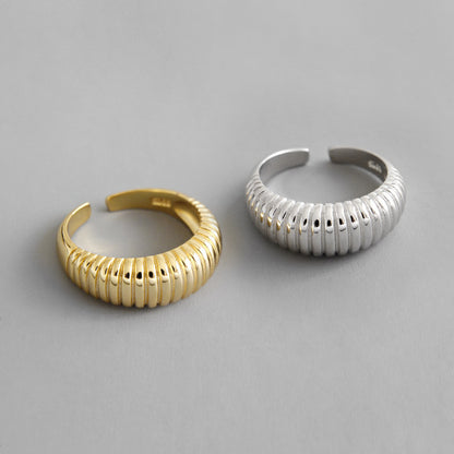Ribbed Band Gold Plated Sterling Silver Stacking Rings