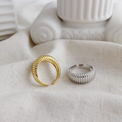 Ribbed Band Gold Plated Sterling Silver Stacking Rings