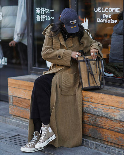 Knitted, Trench Coat Style Cardigan Coat.