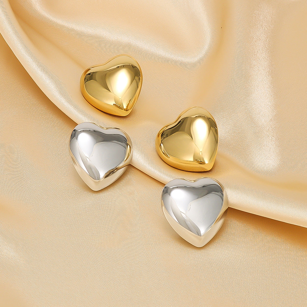 Pillow Heart Earrings Stainless Silver Gold & Silver Plated Earrings