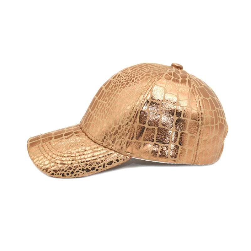 Imitation Crocodile Leather Baseball Cap.