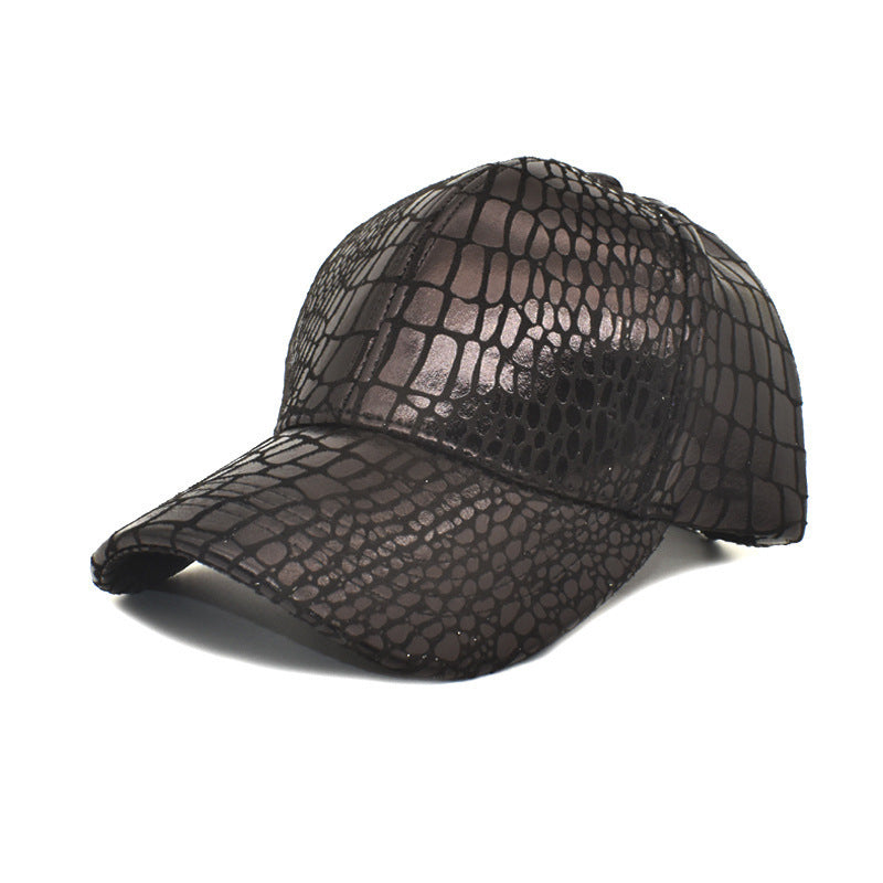 Imitation Crocodile Leather Baseball Cap.