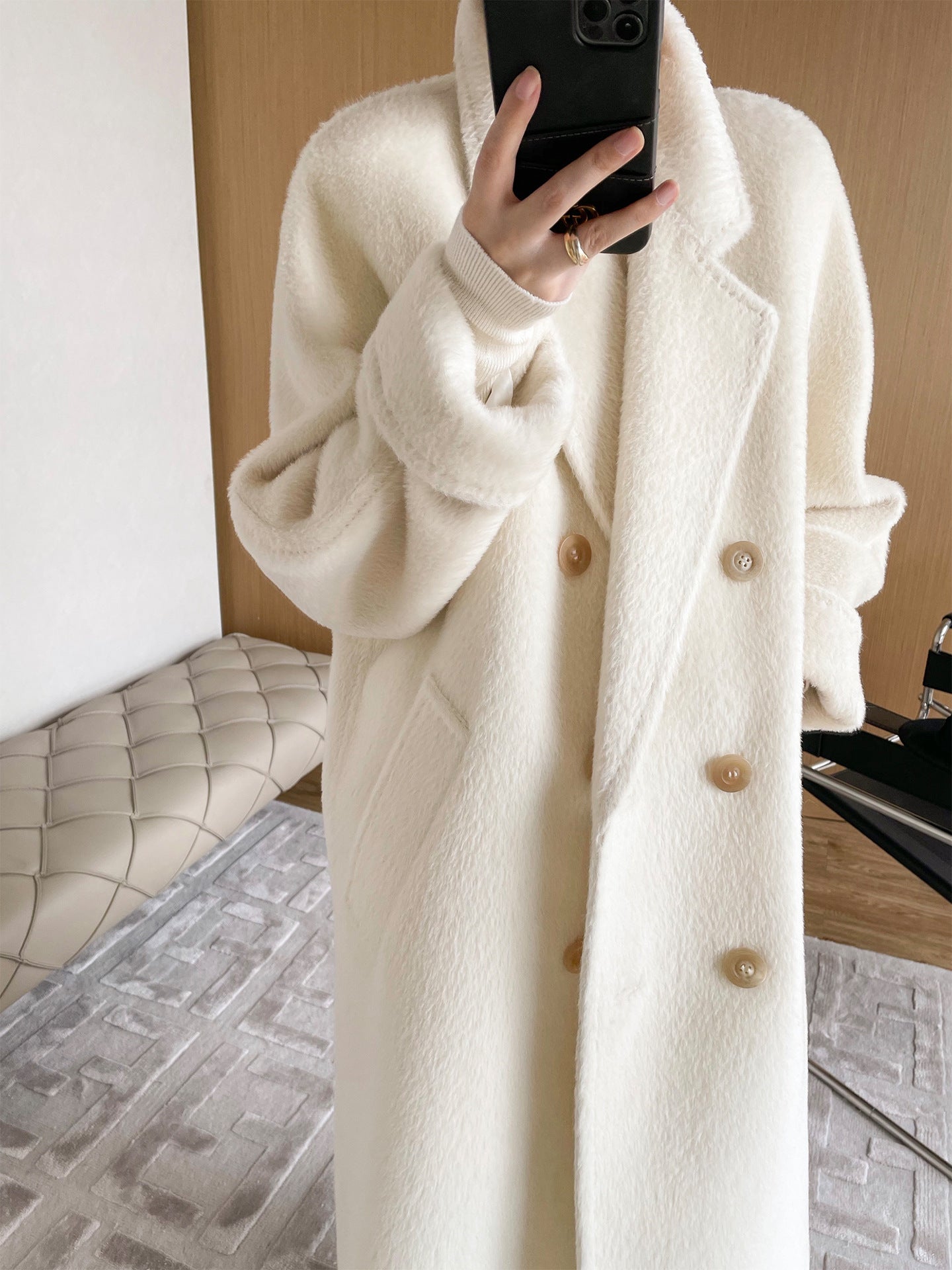 Alpaca Wool Double Breasted Coat