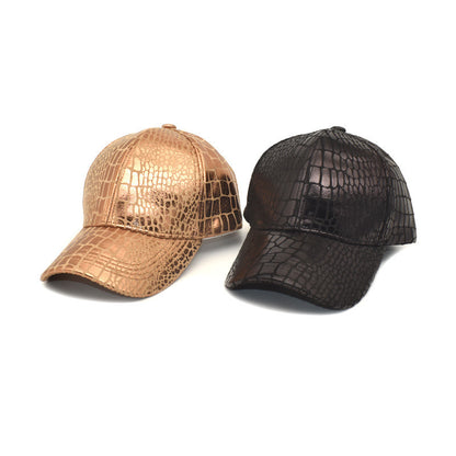 Imitation Crocodile Leather Baseball Cap.