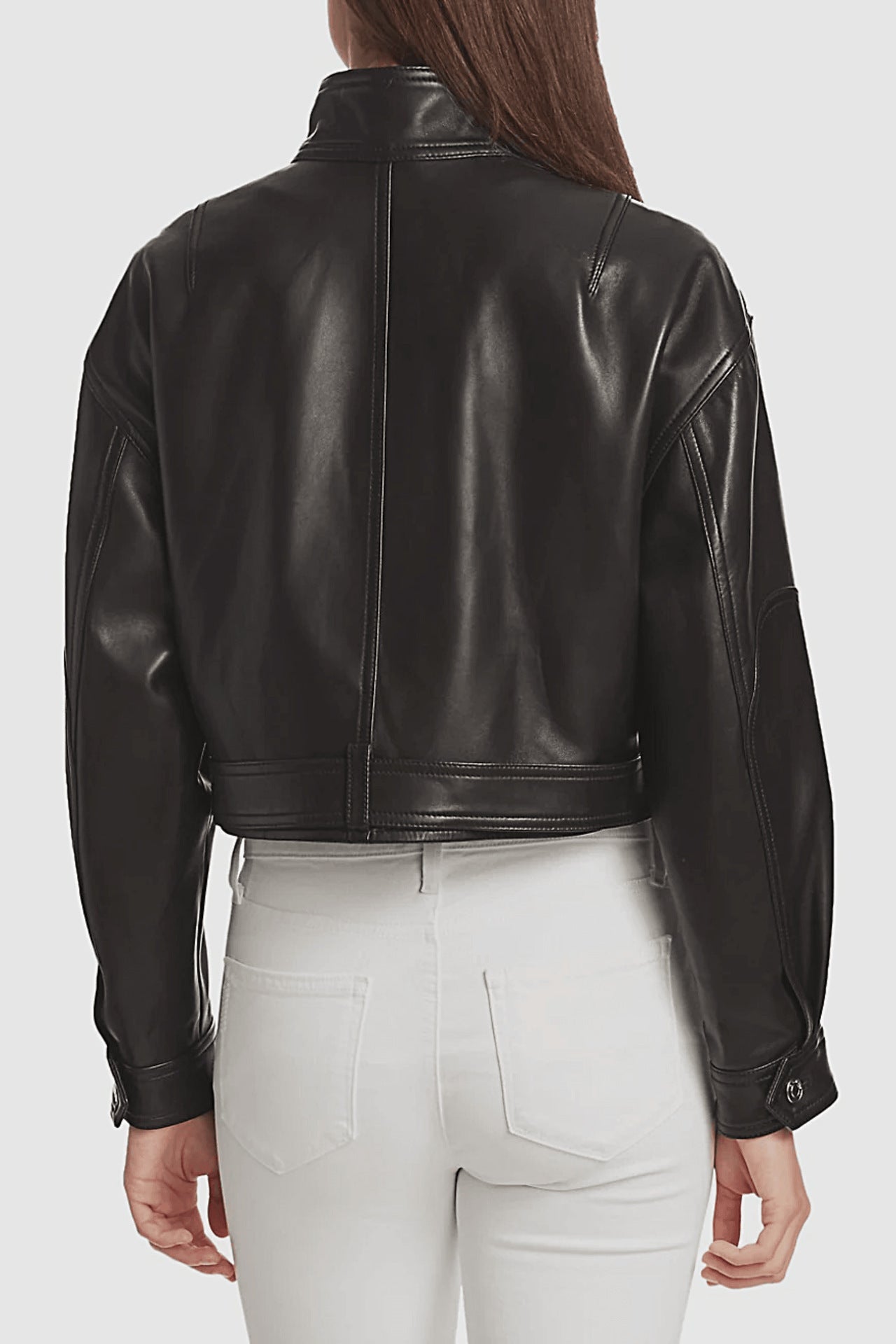 Black Leather Belted Jacket