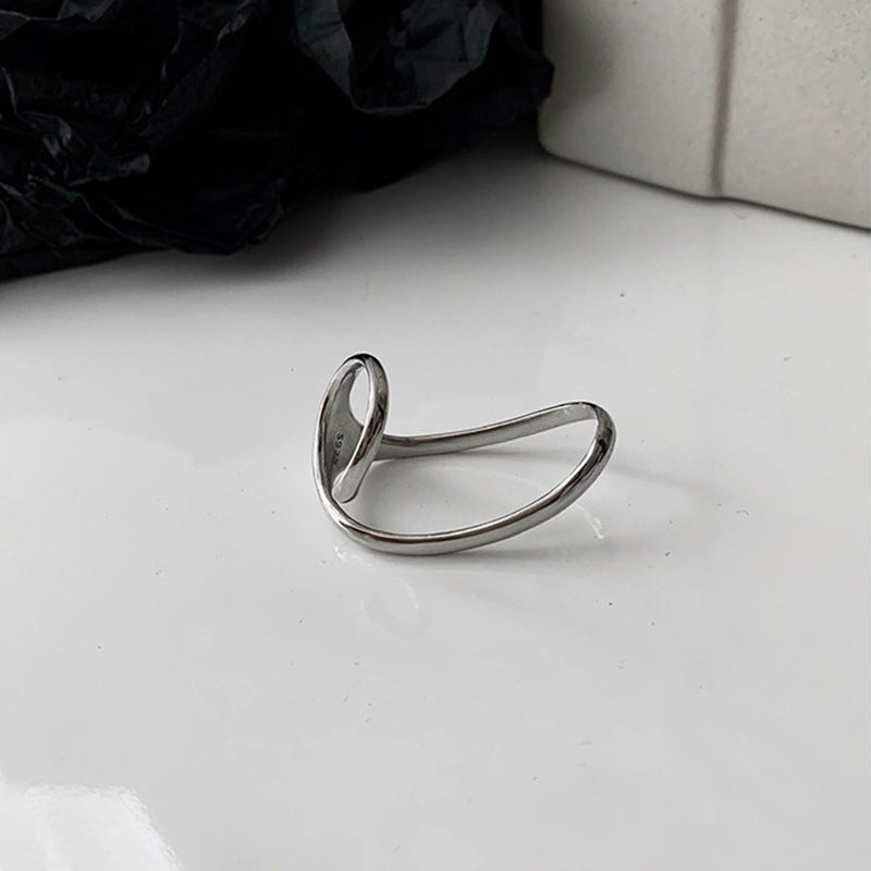 Contemporary Curve Sterling Silver Double Ring