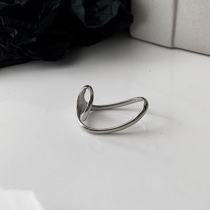 Contemporary Curve Sterling Silver Double Ring