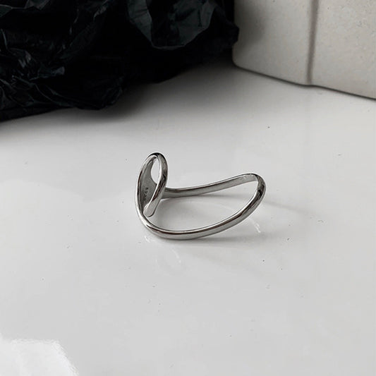 Contemporary Curve Sterling Silver Double Ring
