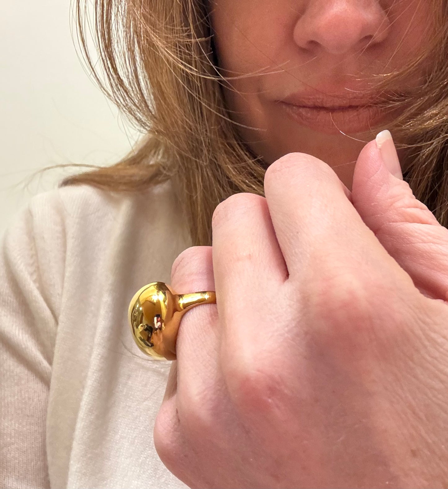 Stainless Steel Gold Tear Drop Ring