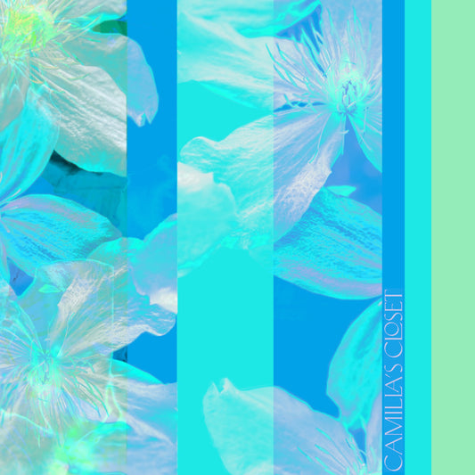 Silk Scarf - Clematis Aqua