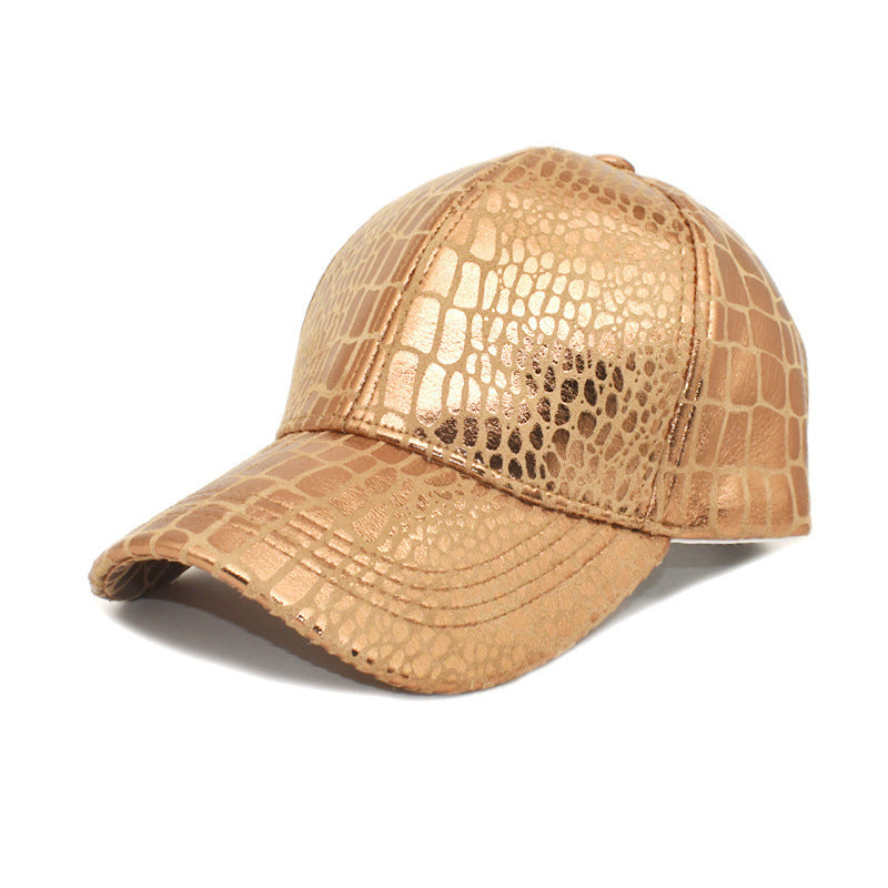 Imitation Crocodile Leather Baseball Cap.