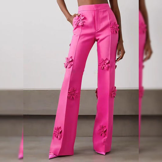 Pink Trousers With Flower Detail