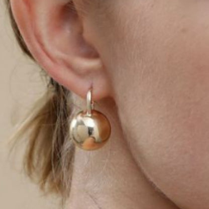 Brass Round Ball Drop Gold & Silver Plated Earrings