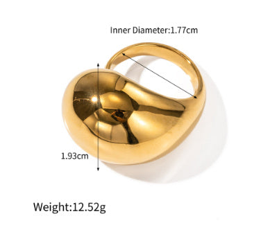 Stainless Steel Gold Tear Drop Ring